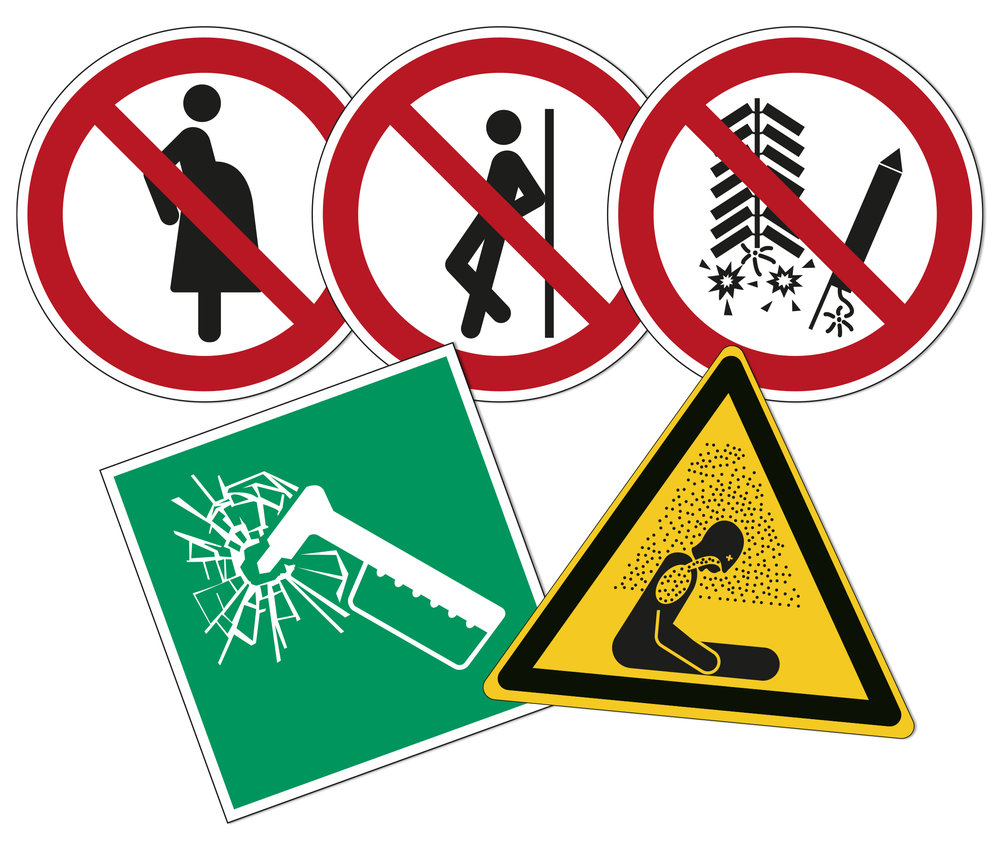 5 nouveaux pictogrammes de sécurité ISO 7010 sur des matériaux durables